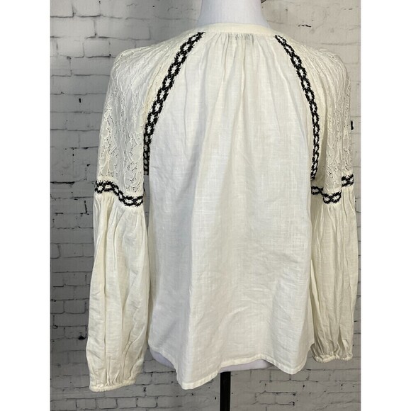Anthropologie Calligraphie XS White Boho Lace Crochet Cotton Blouse Cottage - Picture 6 of 12